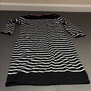 Lauren Ralph Lauren Black and White Striped Long Sleeve Dress